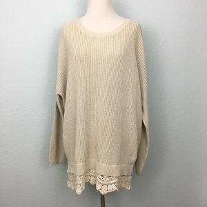Pins And Needles Beige Sweater Lace Hem L